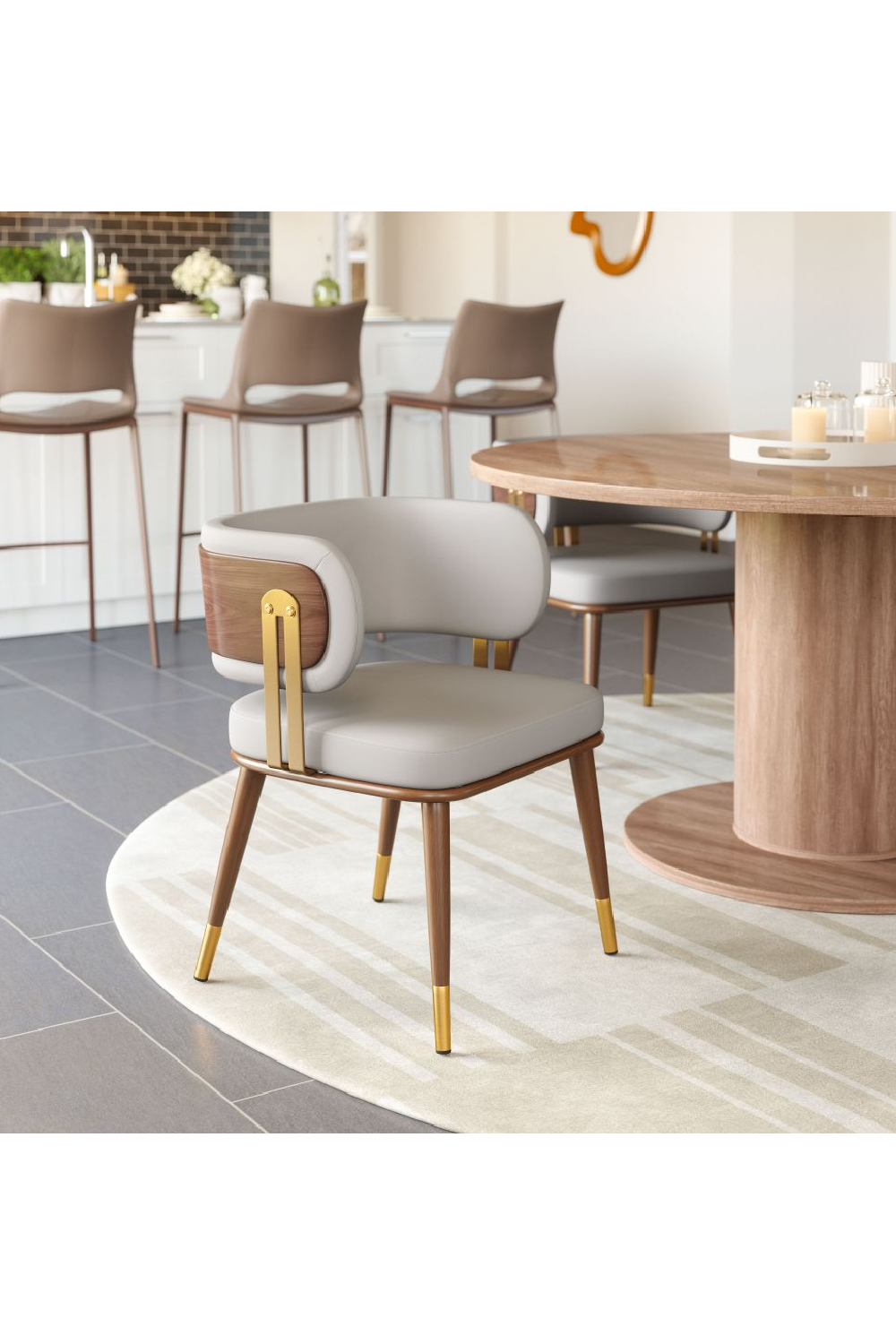 Beige Leather Dining Chair | OROA Modern Brew | Oroa.com