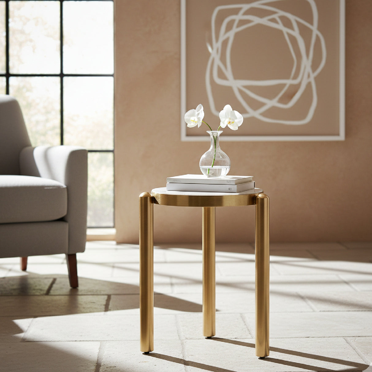 White & Gold Side Table | Oroa.com