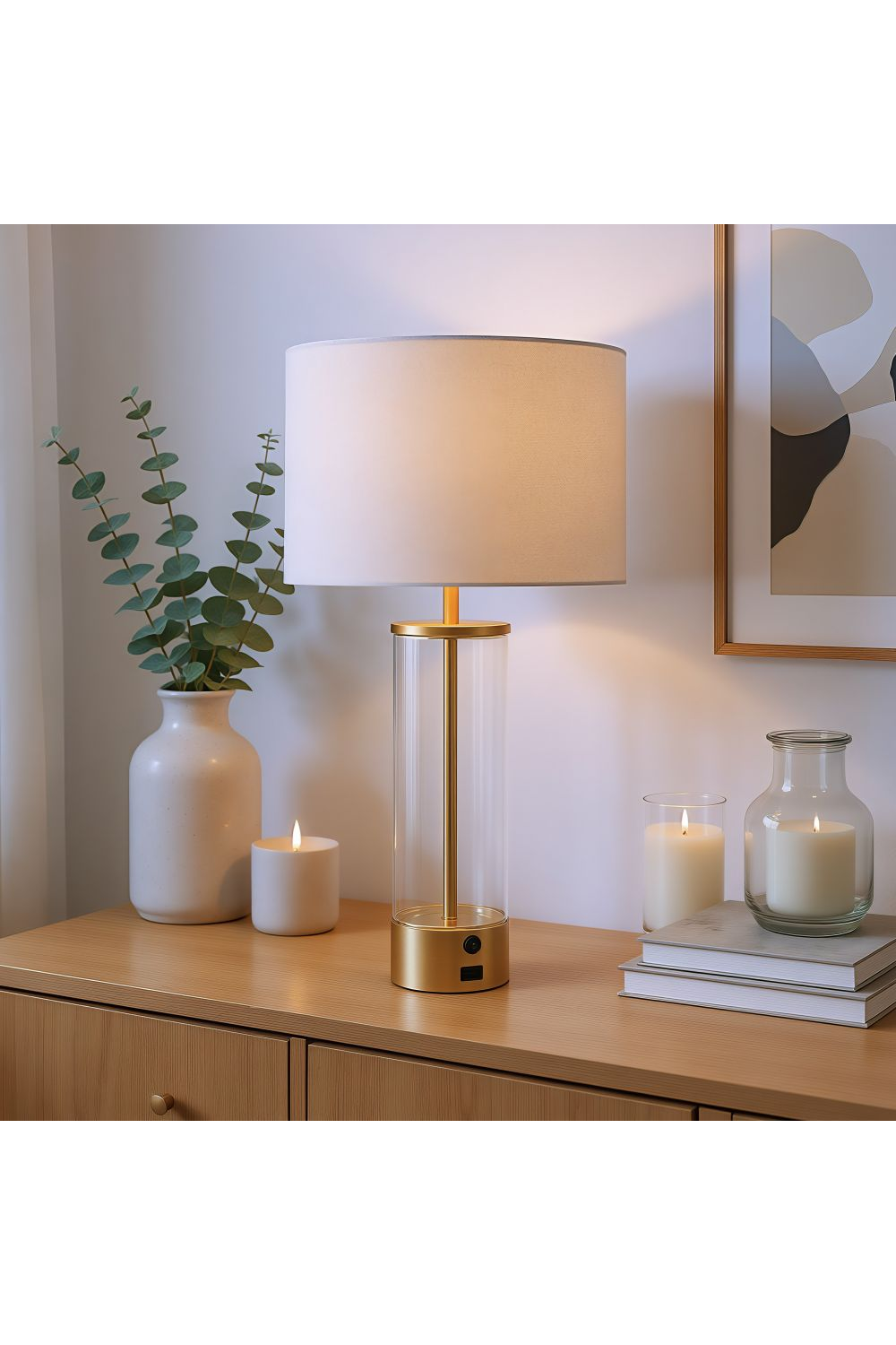 Beige Drum Shade Table Lamp | OROA Modern Boreal | Oroa.com