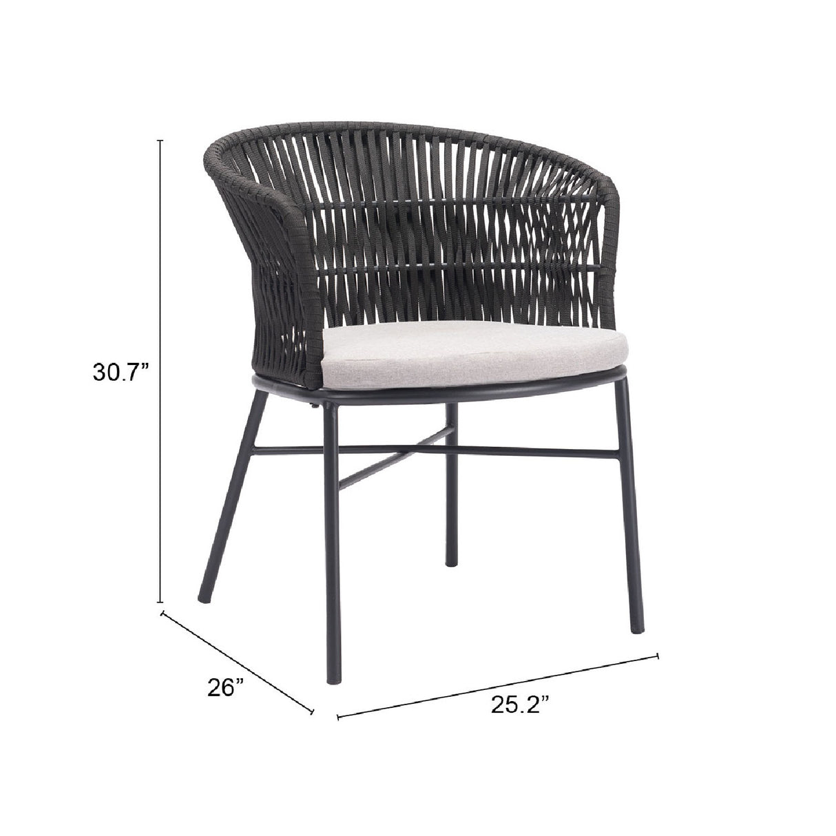 Contemporary Black Outdoor Dining Chairs (2) | Oroa.com