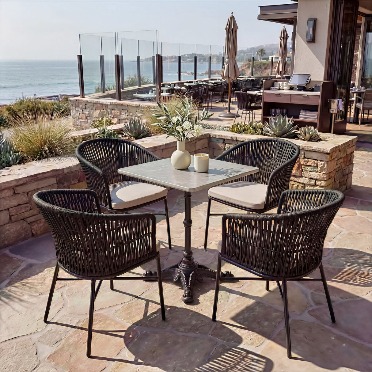 Contemporary Black Outdoor Dining Chairs (2) | Oroa.com