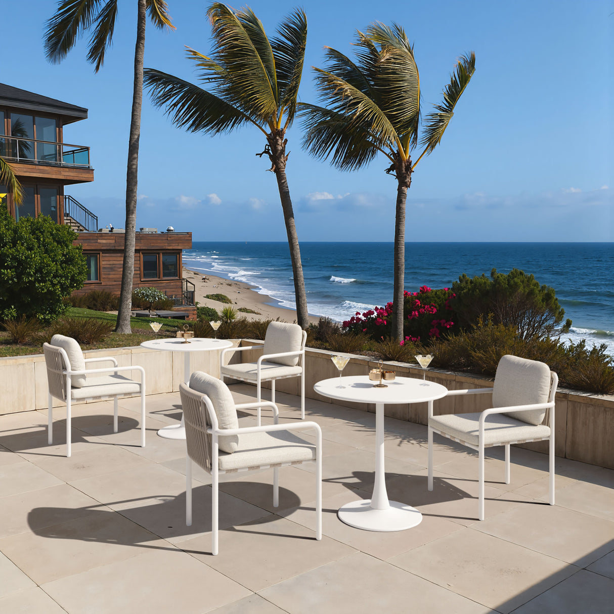 Beige Upholstered Outdoor Dining Chairs (2) | Oroa.com
