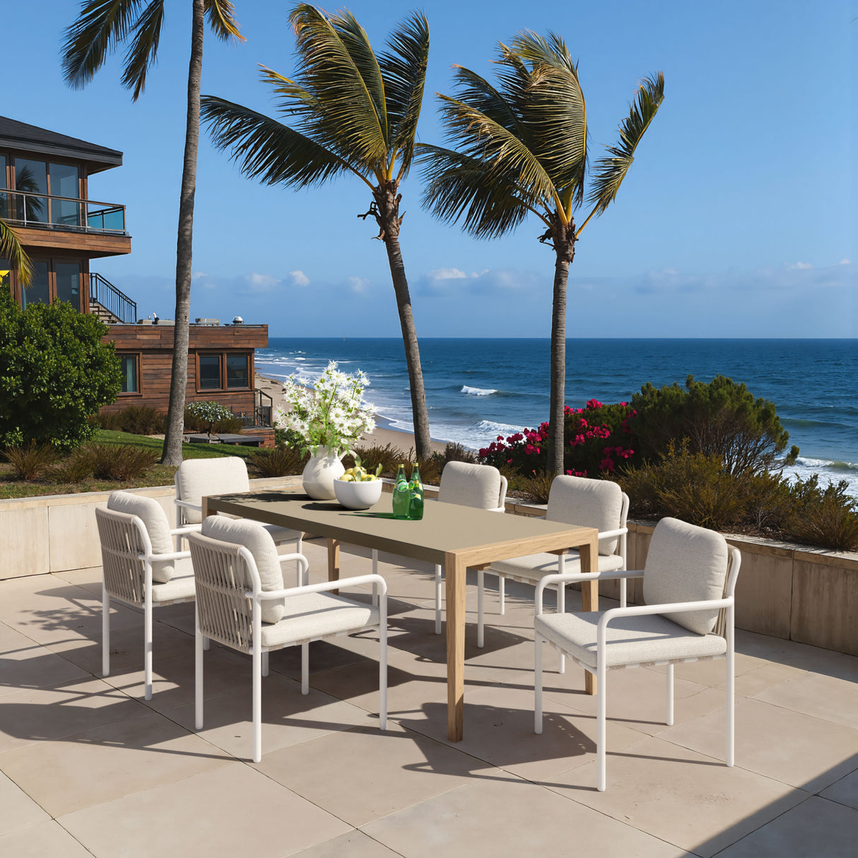 Beige Upholstered Outdoor Dining Chairs (2) | Oroa.com