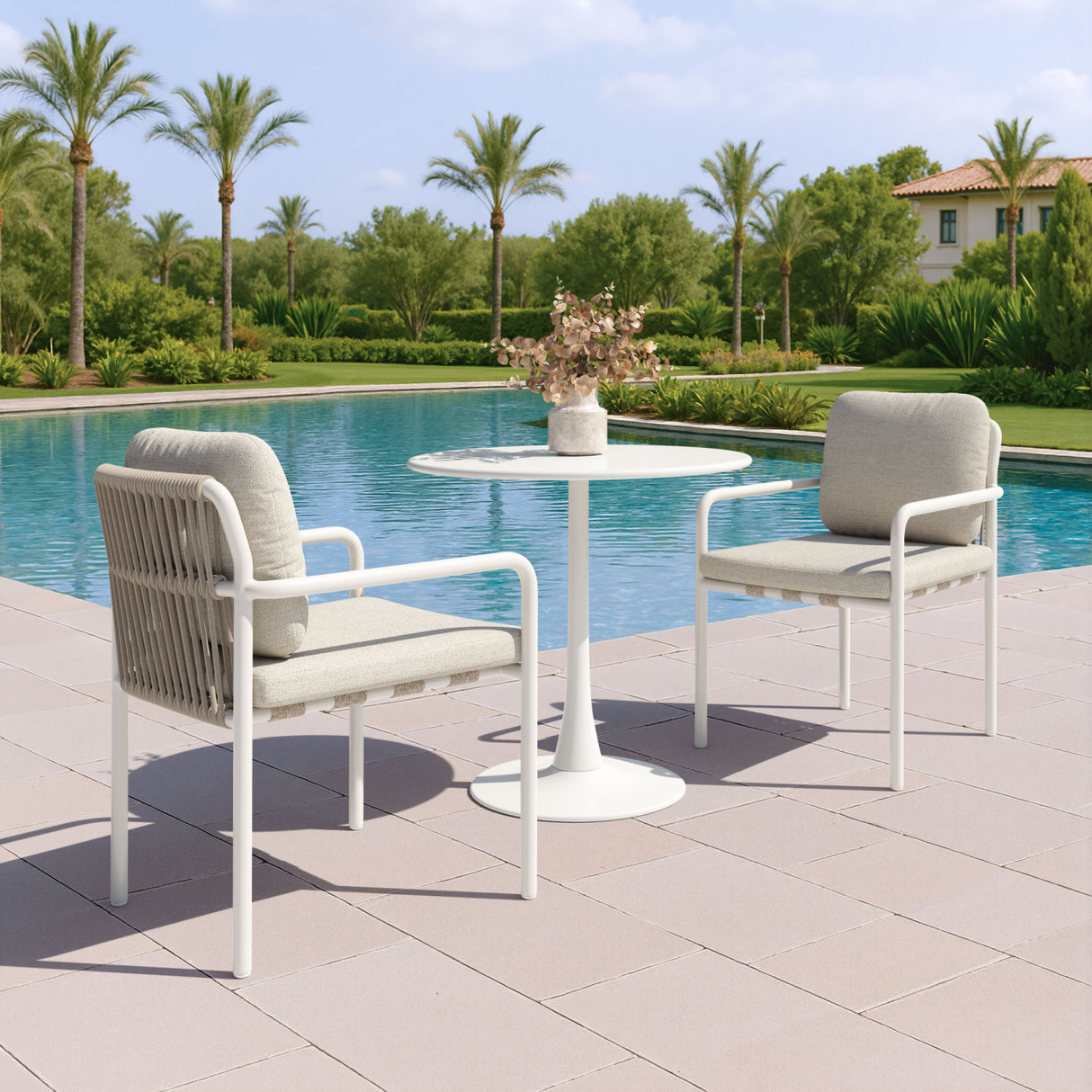 Beige Upholstered Outdoor Dining Chairs (2) | Oroa.com