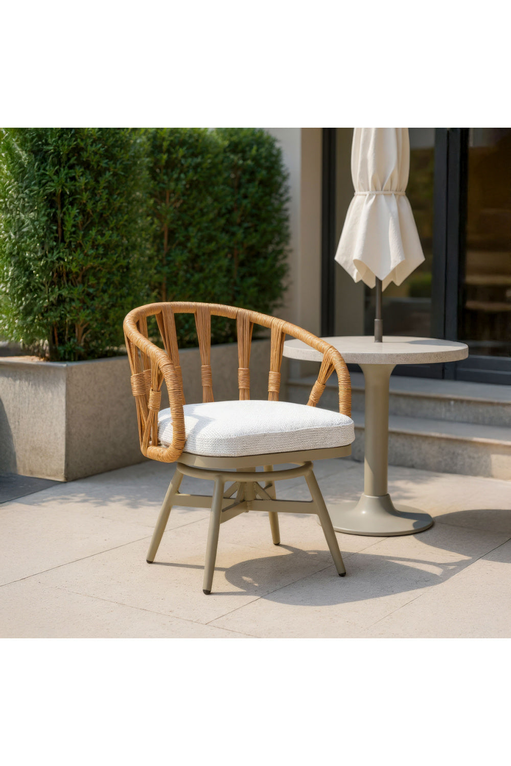 Rattan Weave Swivel Outdoor Dining Chair | Oroa.com
