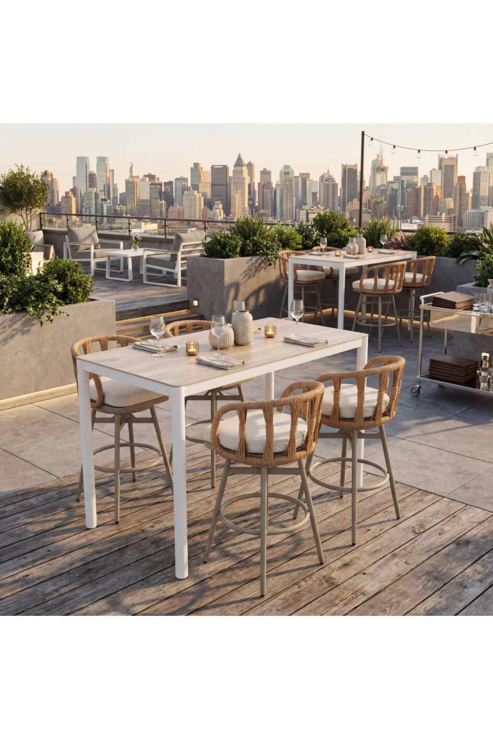 Rattan Weave Swivel Bar Stool | Oroa.com