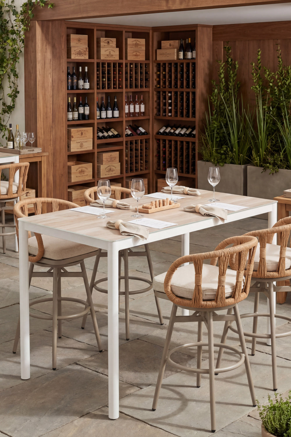 Rattan Weave Swivel Bar Stool | Oroa.com