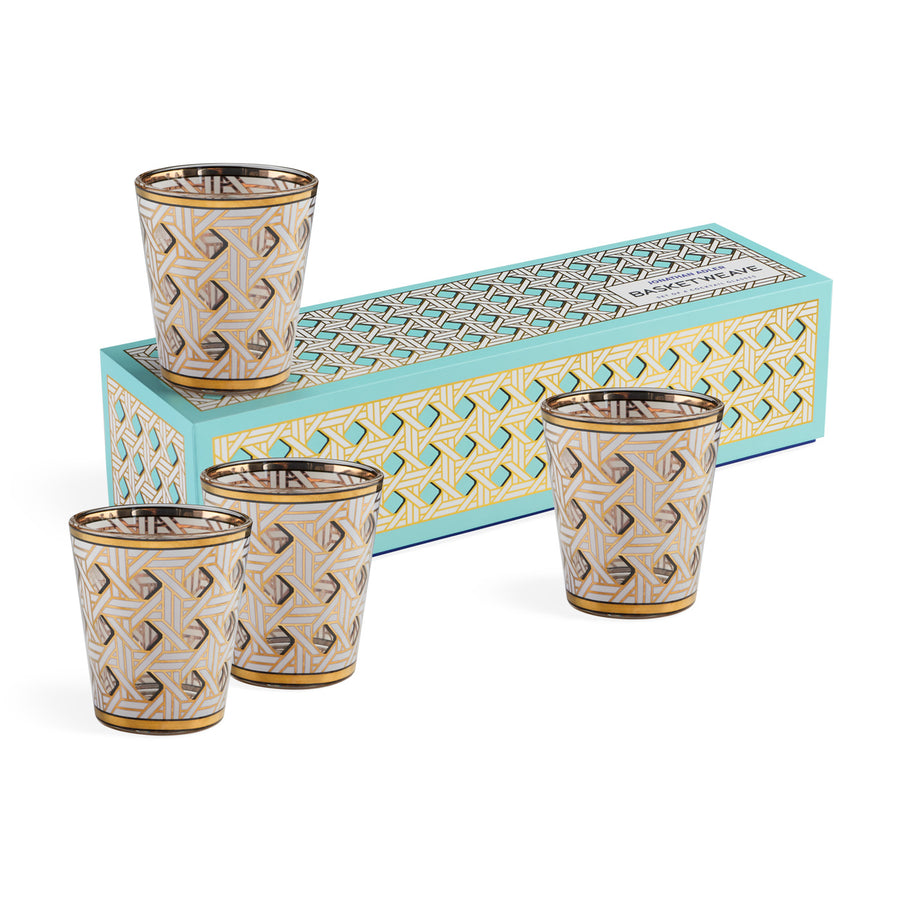 Gold Accent Glassware Set (4) | Jonathan Adler Basketweave | Oroa.com