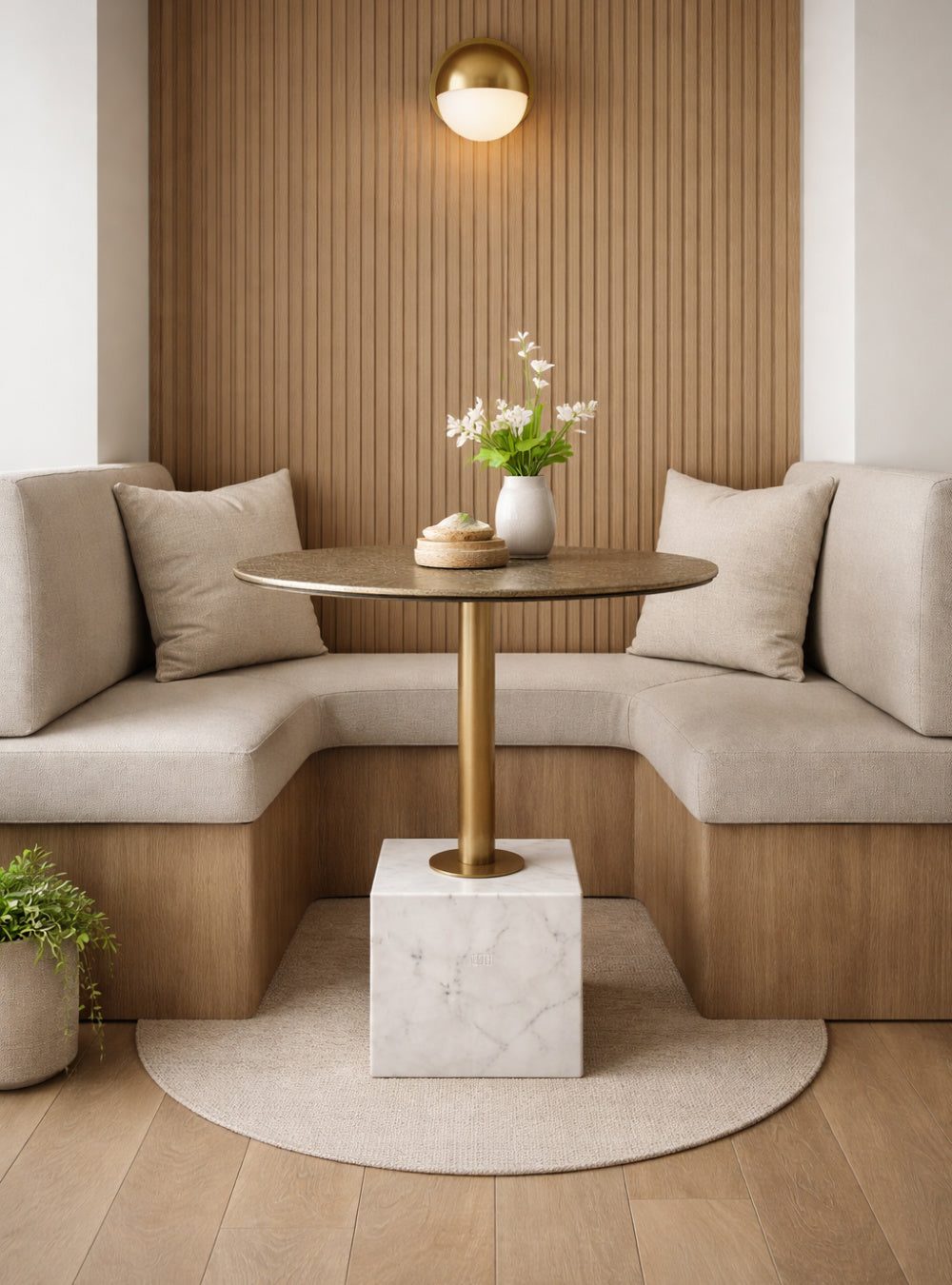 Modern European furniture - Antique Brass Marble Bistro Table - www.oroa.com | Oroa.com