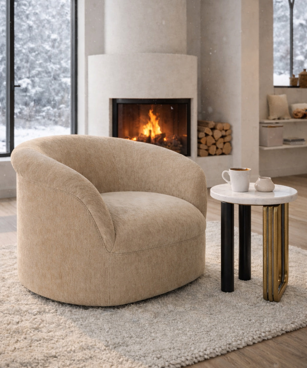 Modern European furniture - Velvet Rolled-Arm Lounge Chair - www.oroa.com | Oroa.com
