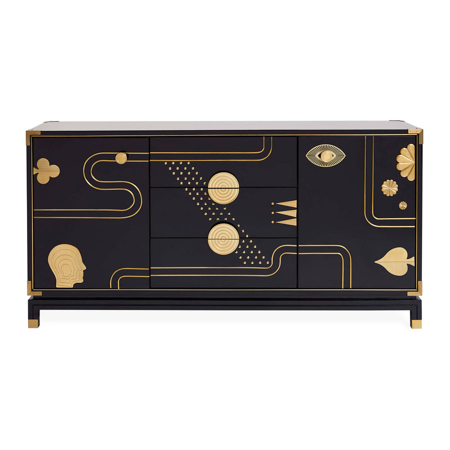 Gold Etched Black Sideboard | Jonathan Adler Gala | Oroa.com