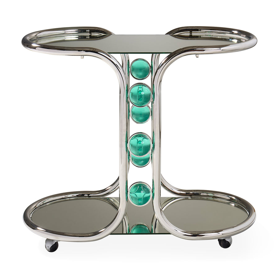 Polished Nickel Bar Cart | Jonathan Adler Globo | Oroa.com