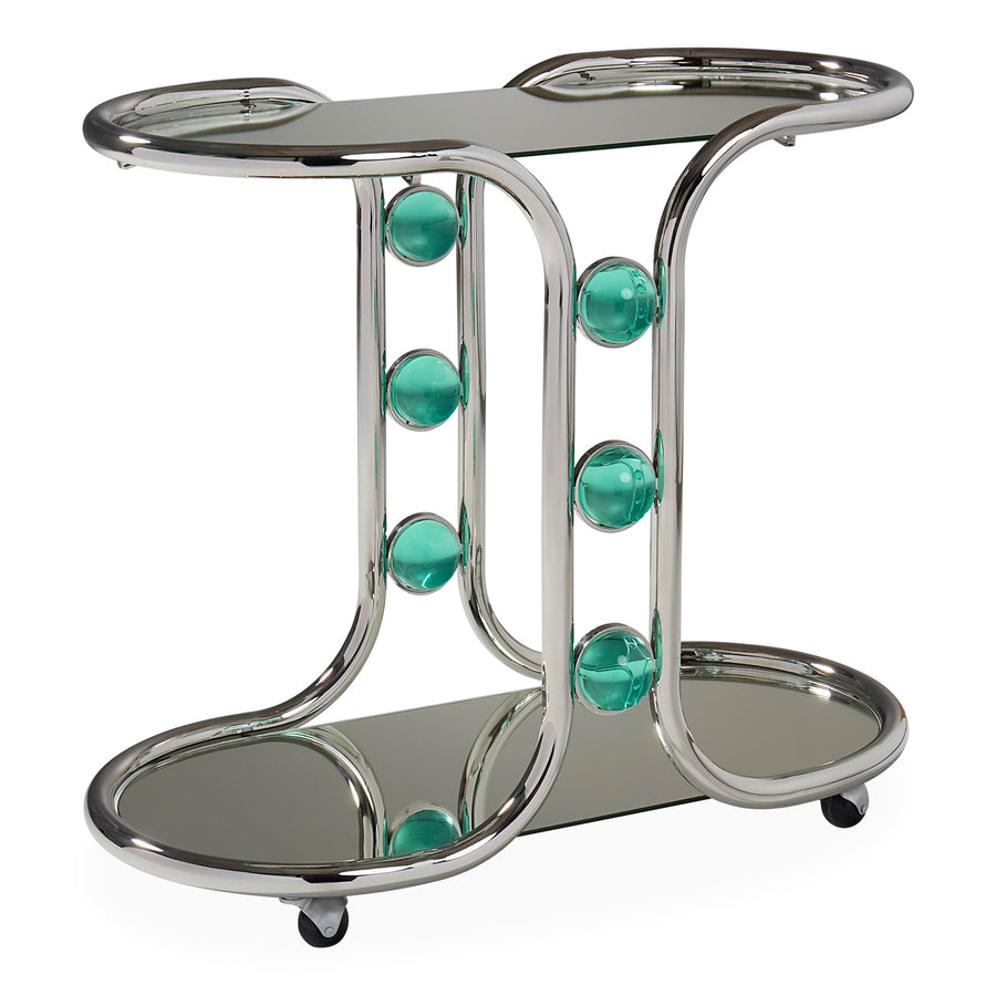Polished Nickel Bar Cart | Jonathan Adler Globo | Oroa.com