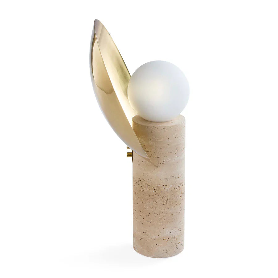 Cylindrical Travertine Table Lamp | Jonathan Adler Halo | Oroa.com