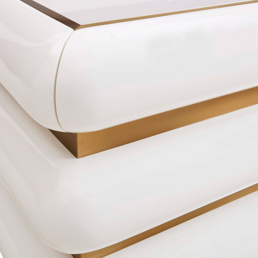 Ivory Lacquer 1-Drawer End Table | Jonathan Adler Kiki | Oroa.com