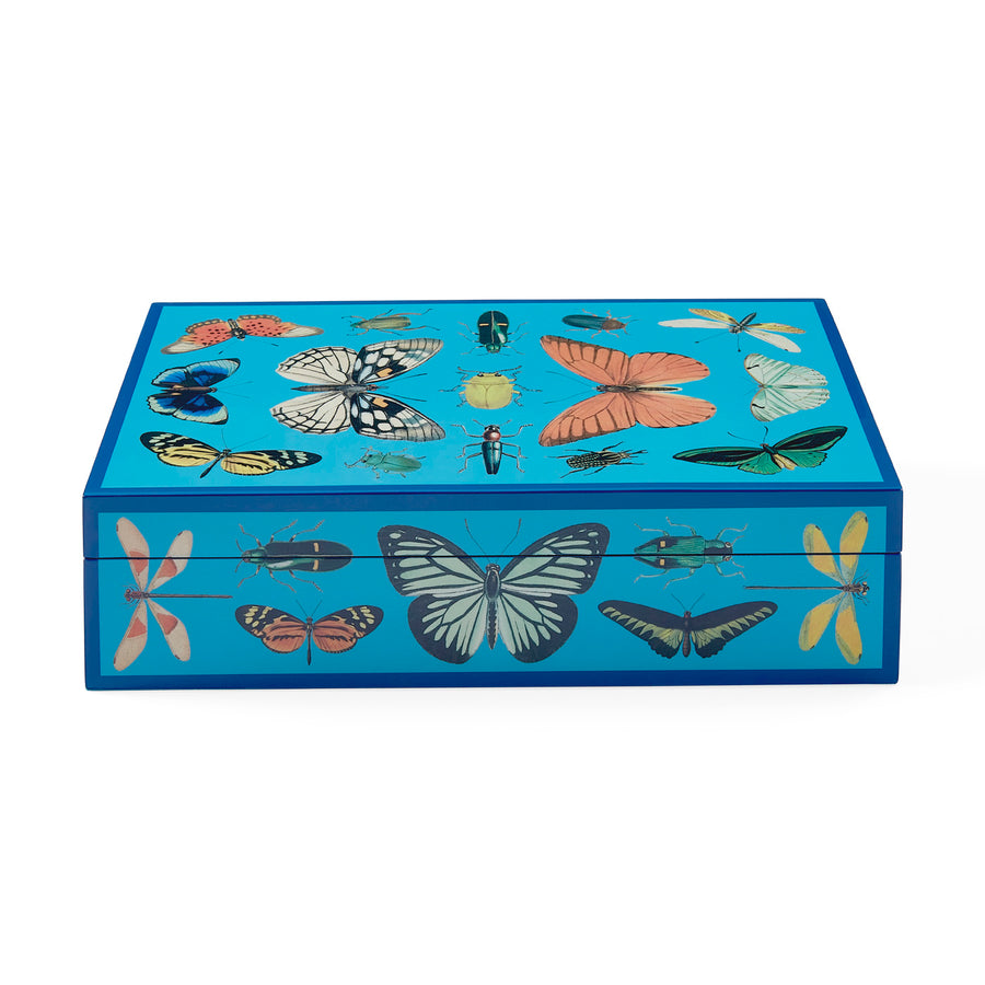 Peacock Blue Lacquer Box L | Jonathan Adler Botanist | Oroa.com