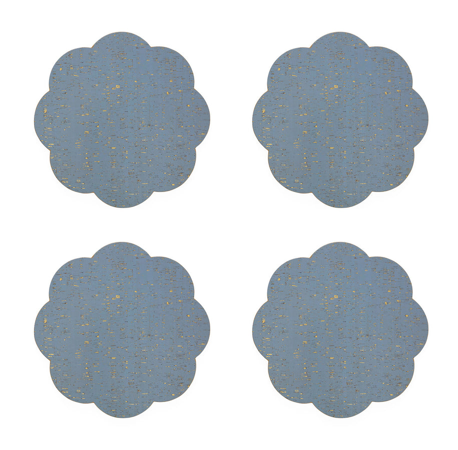 Gold-Flecked Blue Placemat Set (4) | Jonathan Adler Petal | Oroa.com