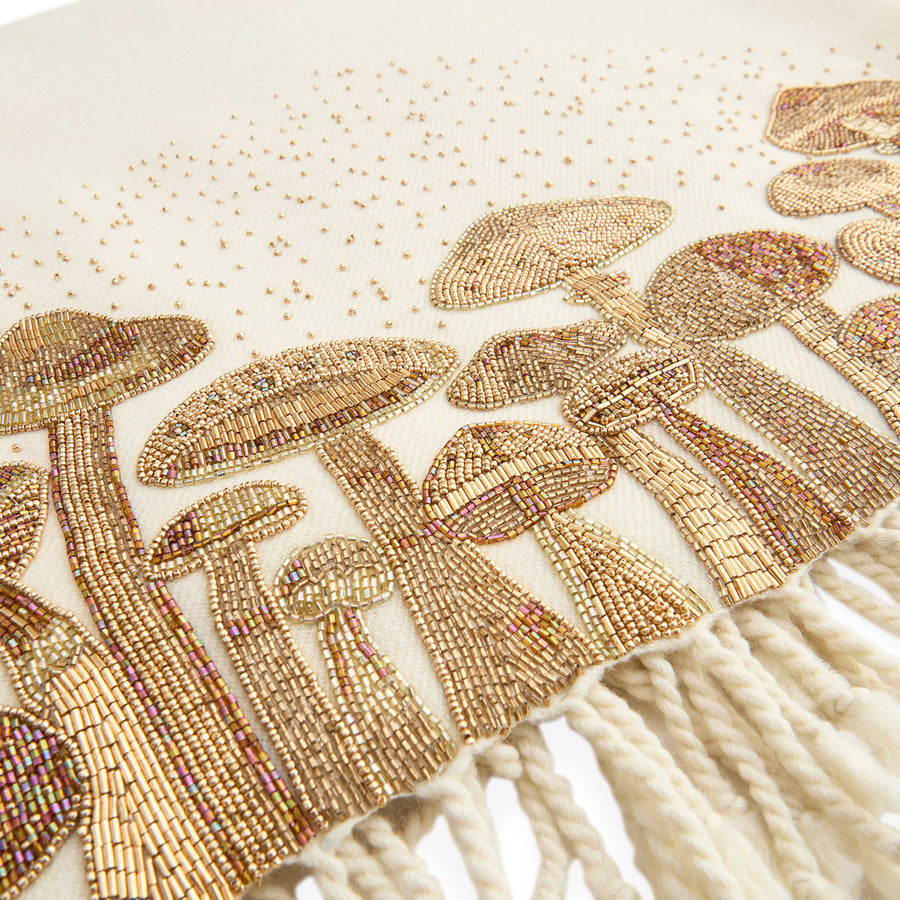 Gold Beads Embroidered Throw | Jonathan Adler Mushrooms | Oroa.com