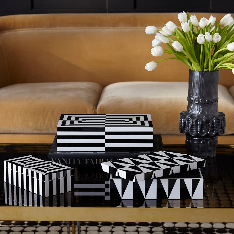 Black & White Lacquer Box L | Jonathan Adler Op Art