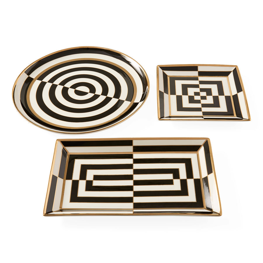 Porcelain Rectangular Serving Tray | Jonathan Adler Op Art | Oroa.com