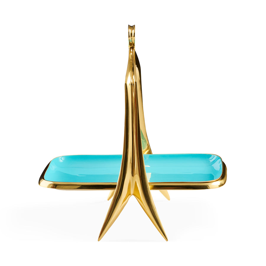 Turquoise Interior Golden Tray | Jonathan Adler Oscar | Oroa.com