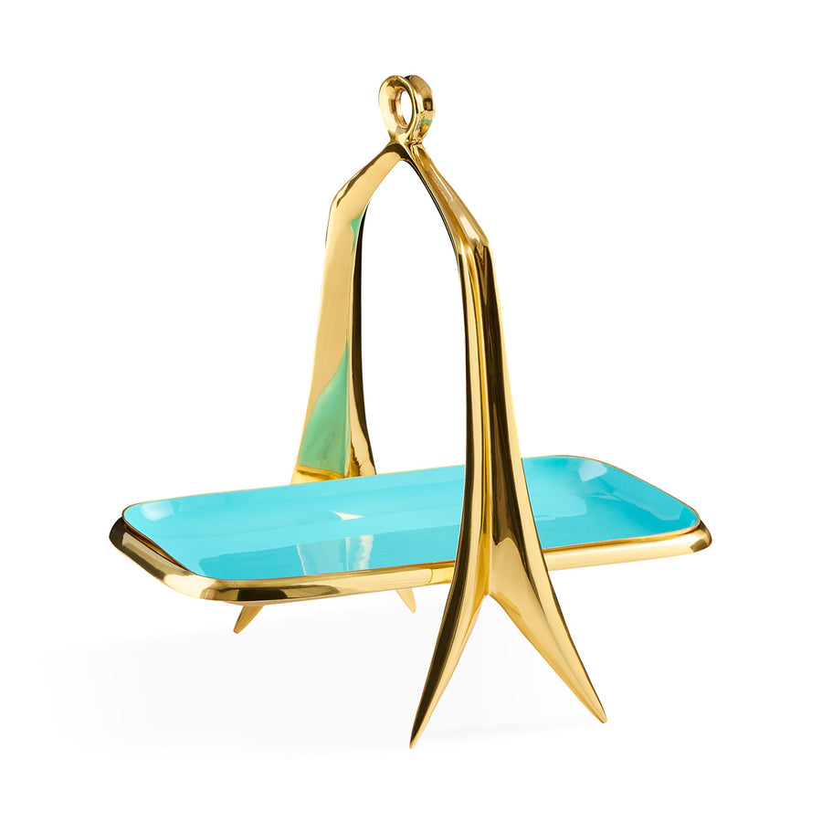 Turquoise Interior Golden Tray | Jonathan Adler Oscar | Oroa.com