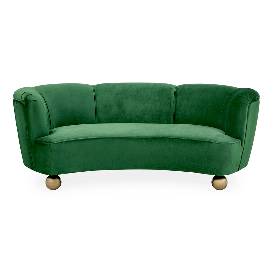 Brass Orb Feet Curved Sofa | Jonathan Adler Parker | Oroa.com