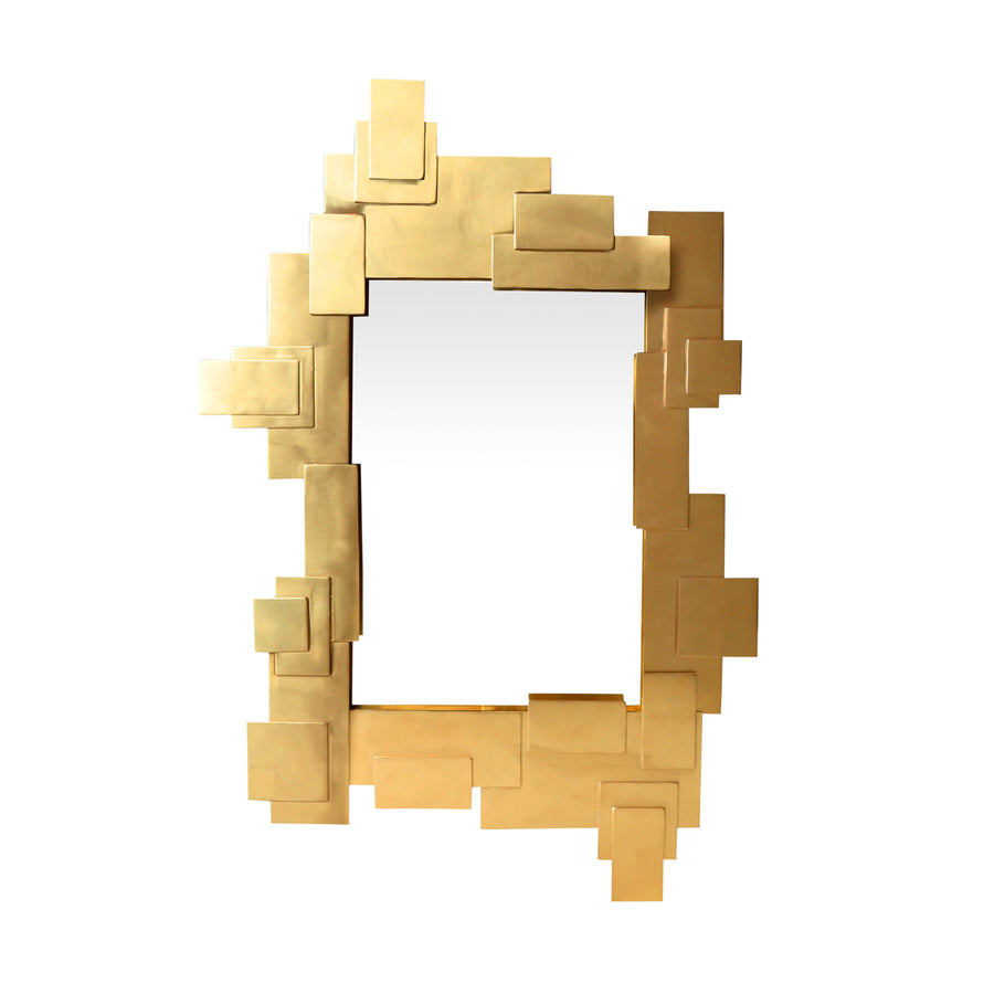 Solid Brass Sheets Accent Mirror | Jonathan Adler Puzzle | Oroa.com