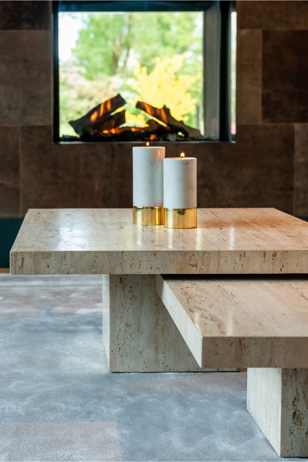 Square Travertine Coffee Table (2) | Oroa.com