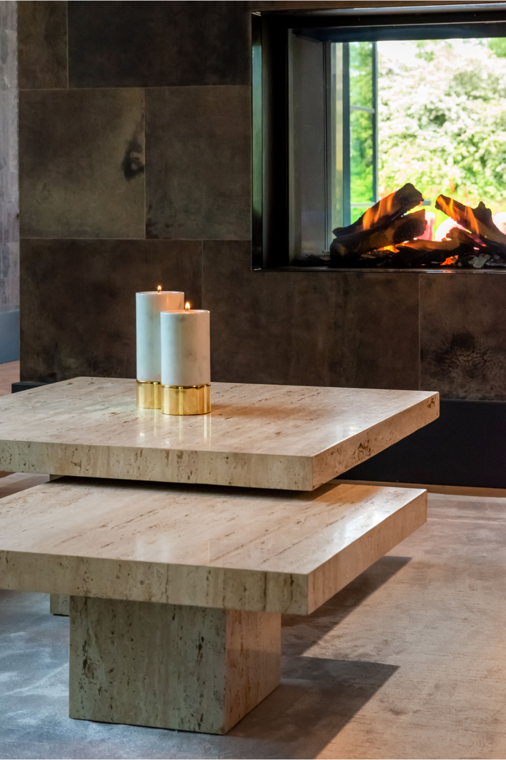 Square Travertine Coffee Table (2) | Oroa.com