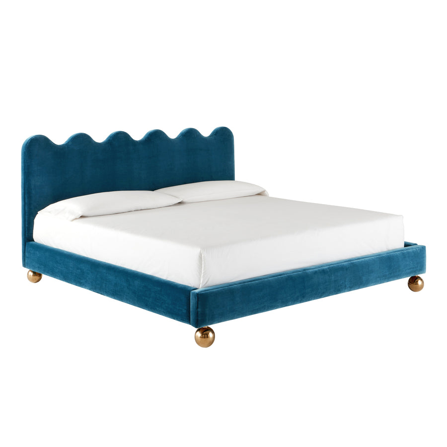 Blue Velvet King Bed | Jonathan Adler Ripple | Oroa.com