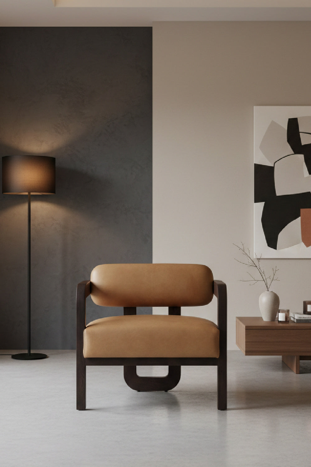 Modern European furniture - Brown Leather 3-Legged Lounge Chair - www.oroa.com | Oroa.com