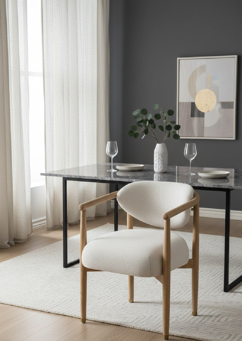 Modern European furniture - Round Oak Frame Dining Armchair - www.oroa.com | Oroa.com