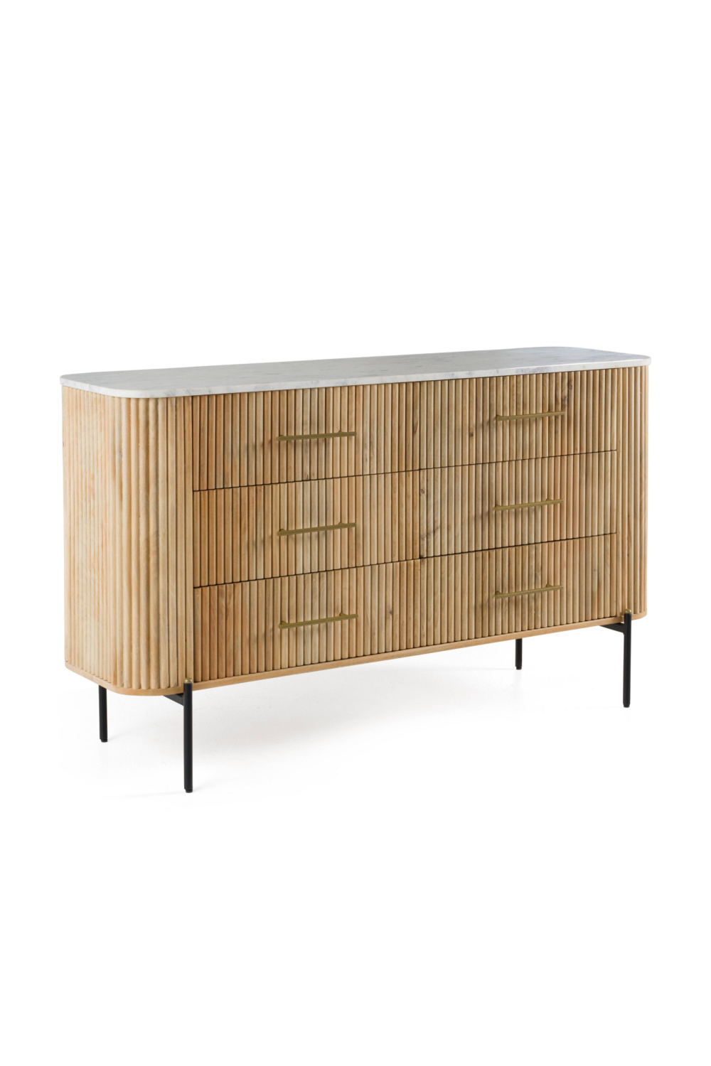 Fluted Mango Wood 6-Drawer Dresser | Oroa.com