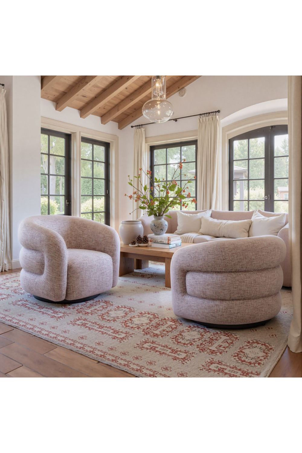 Pink Tweed Swivel Chair | Oroa.com