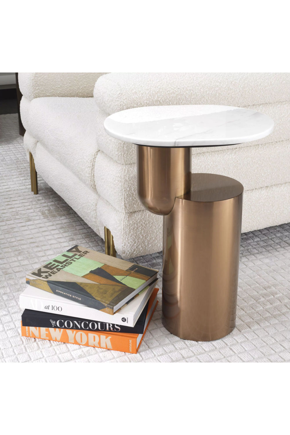 Copper Pedestal Marble Side Table | Eichholtz Tosca | OROA TRADE