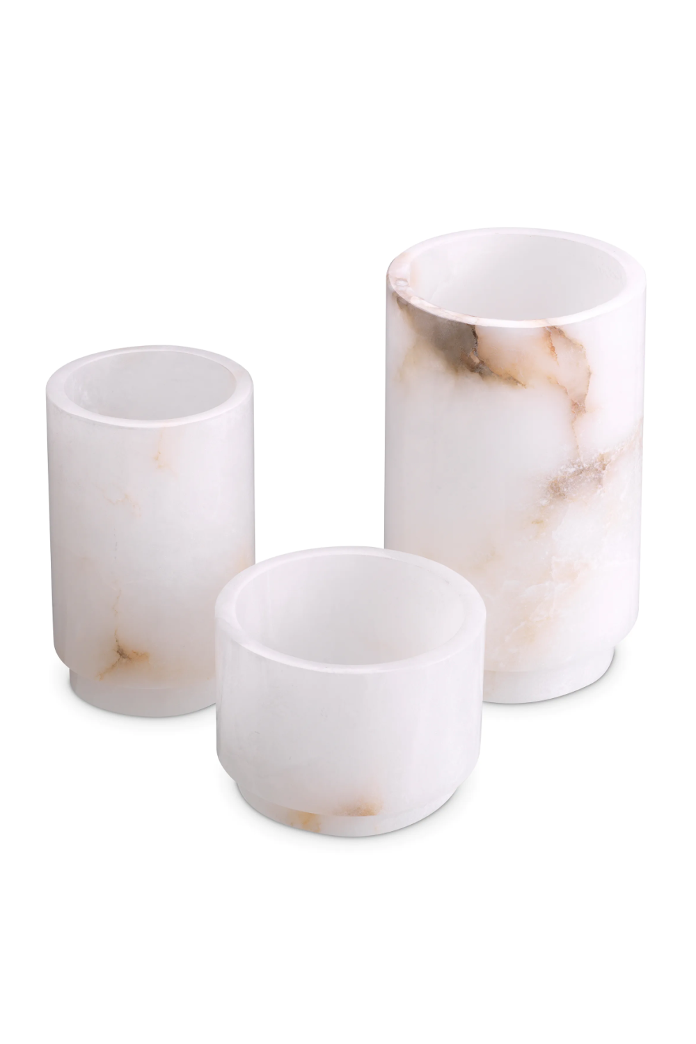 Cylindrical Alabaster Tealight Holders (3) | Eichholtz Leonidas | Oroa.com