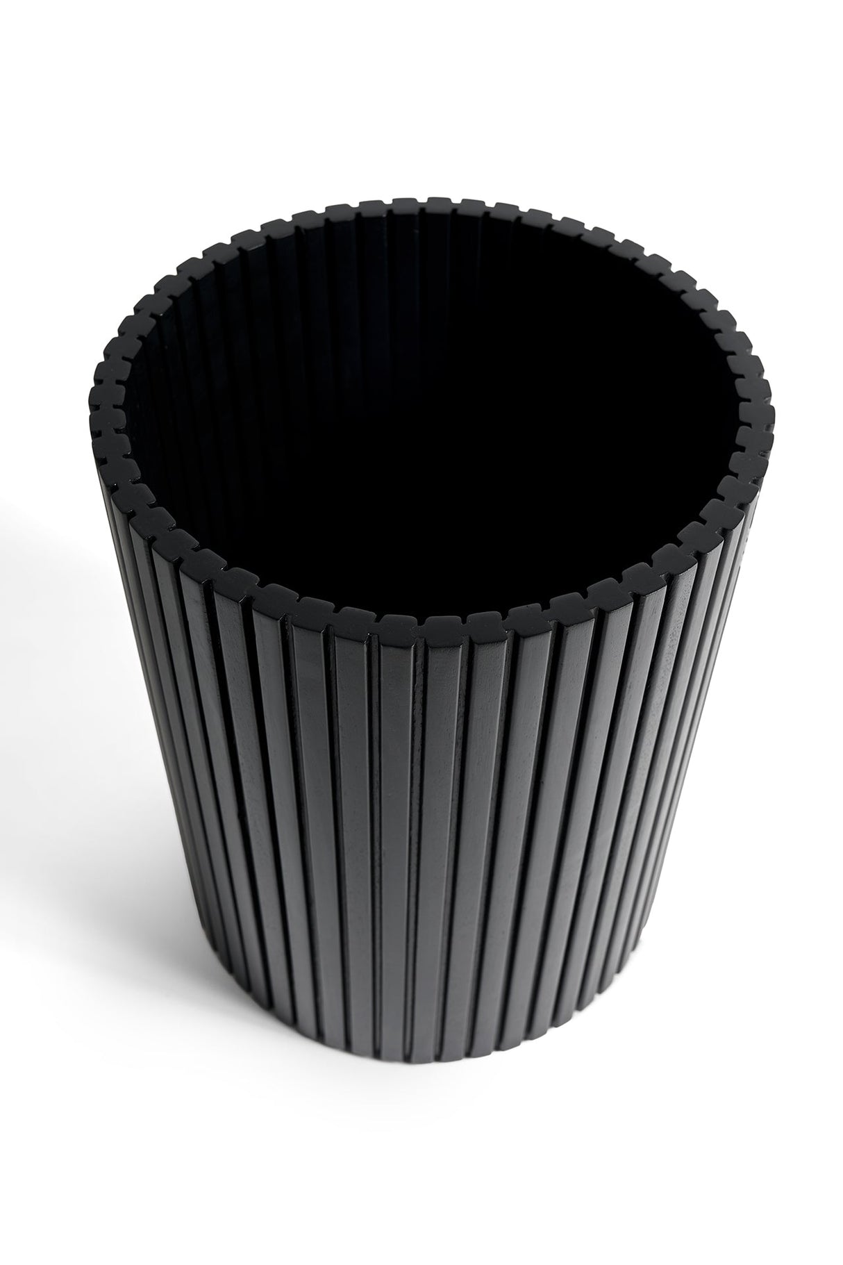 Cylindrical Black Mahogany Paper Basket | Oroa.com
