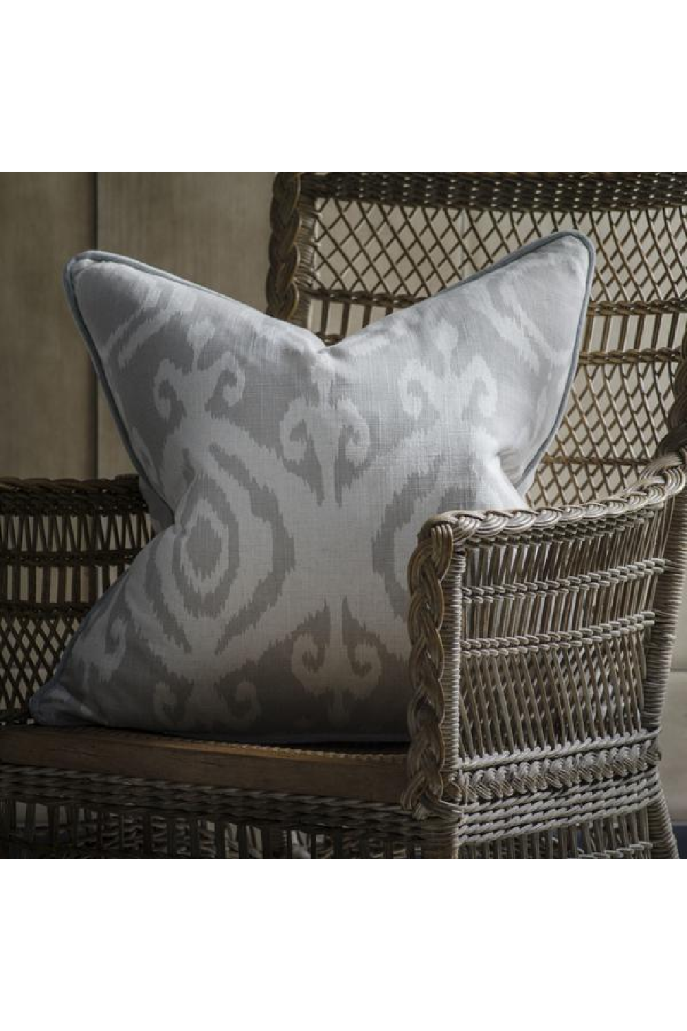 Ikat Cushion with Velvet Piping M | Andrew Martin Volcano | OROA