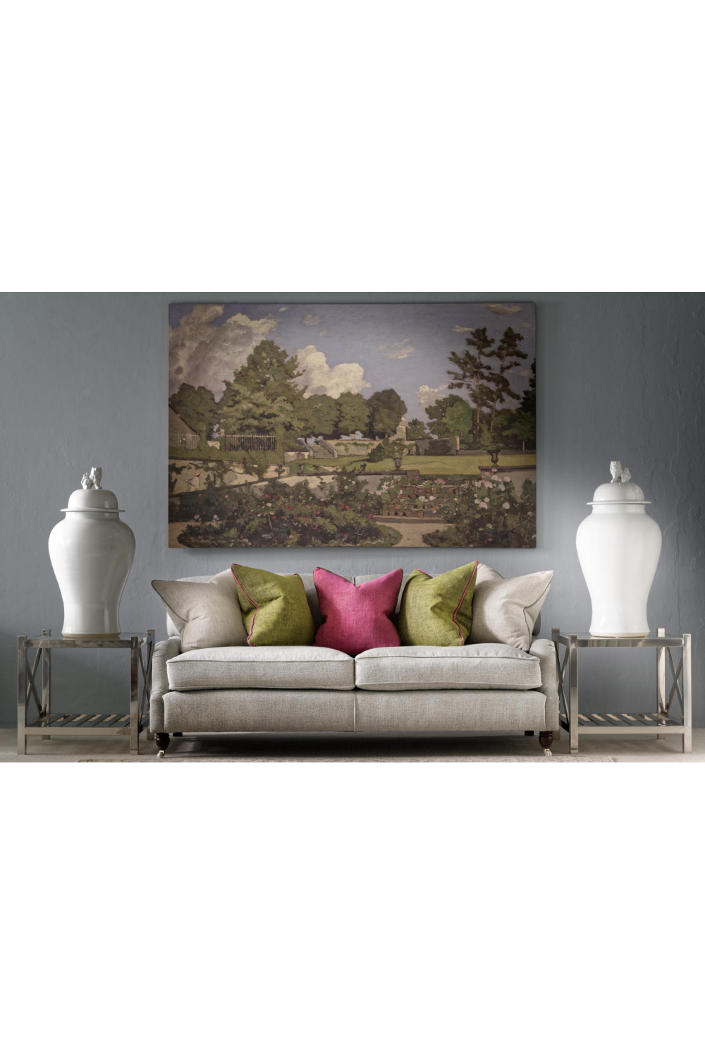 Chenille Cushion with Velvet Piping | Andrew Martin Summit | OROA