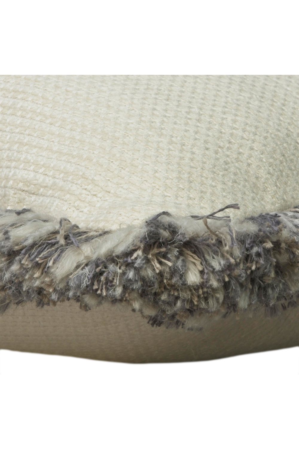 Gray Chenille Cushion with Silver Fringe | Andrew Martin Molfetta