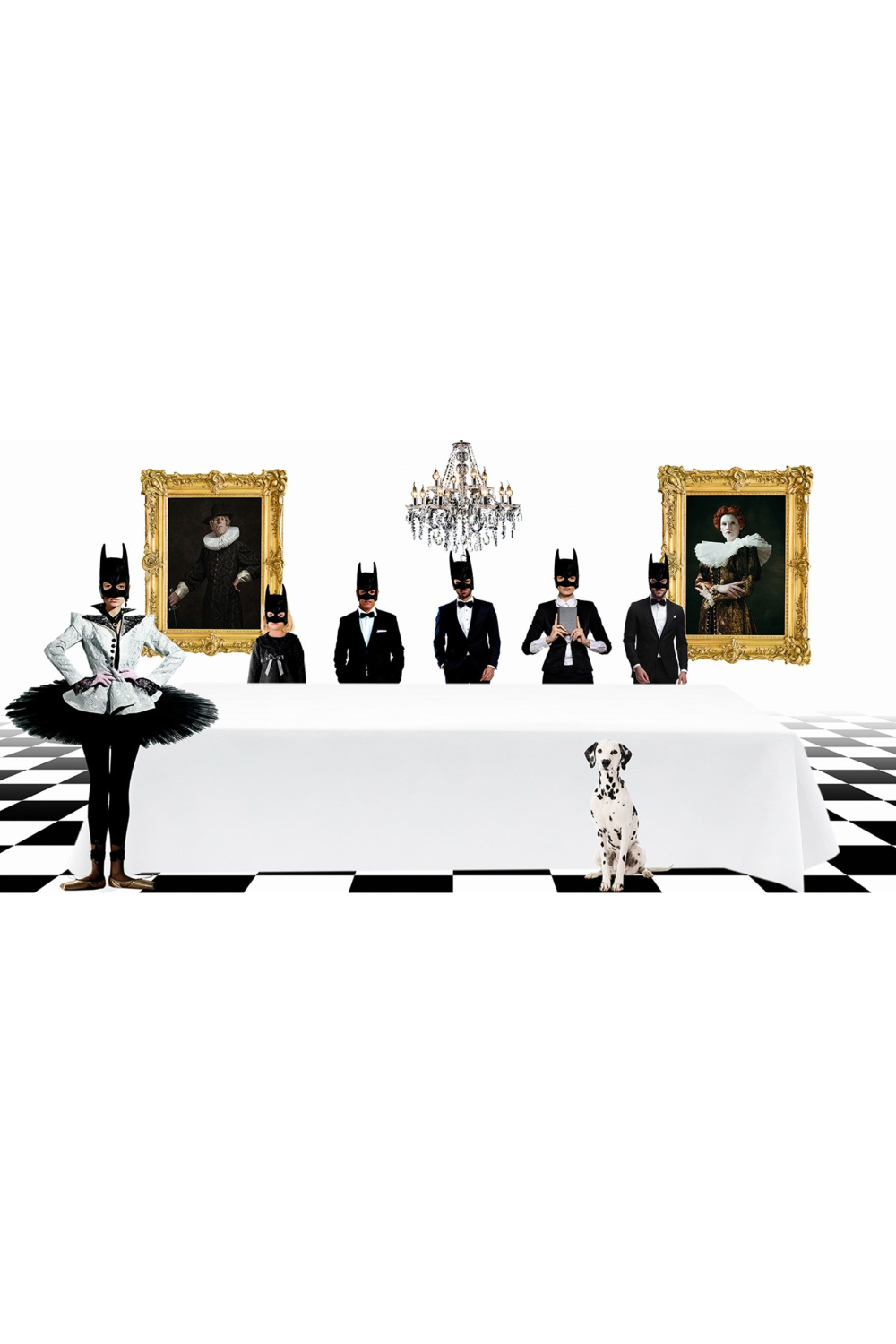 Batman Masked Figures Artwork | Andrew Martin Waiting For Dinner | Oroa.com