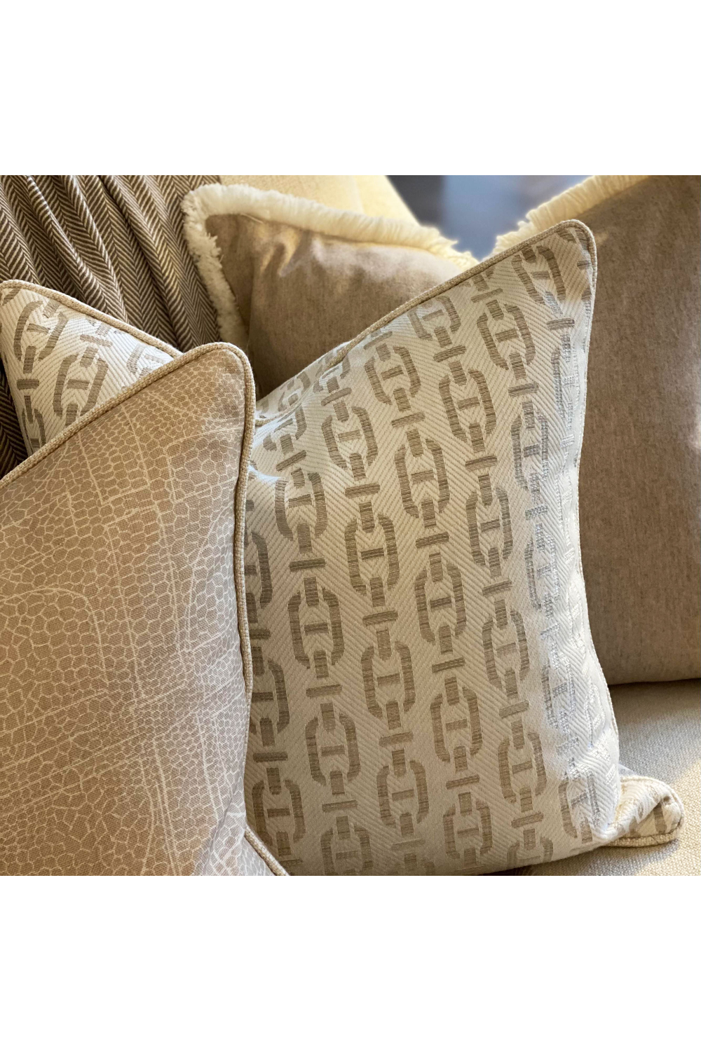 Chain Link Pattern Square Cushion | Andrew Martin Burlington | OROA