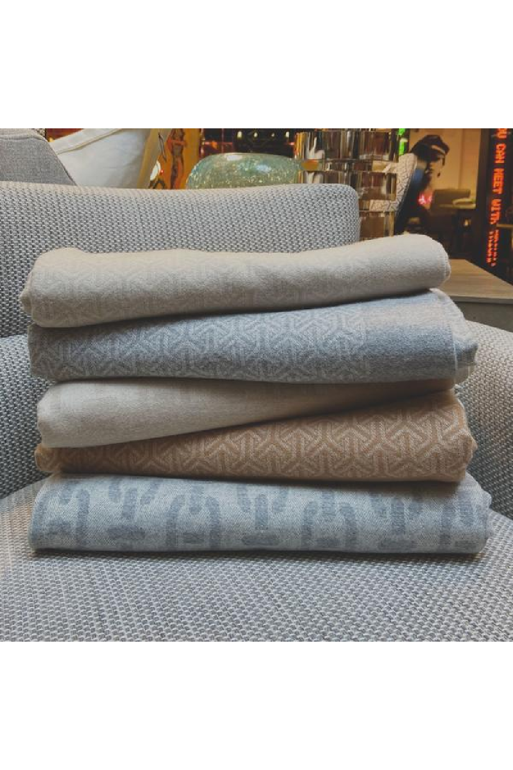 Nude Wool and Cashmere Geometric Throw | Andrew Martin Monte | OROA