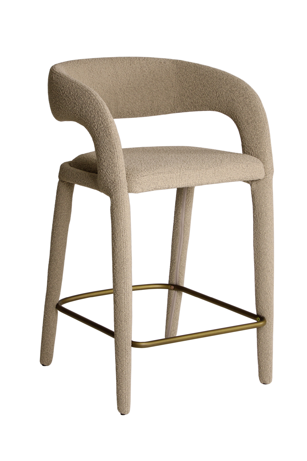 Beige Bouclé Curved Bar Stool | Andrew Martin Knox | Oroa.com