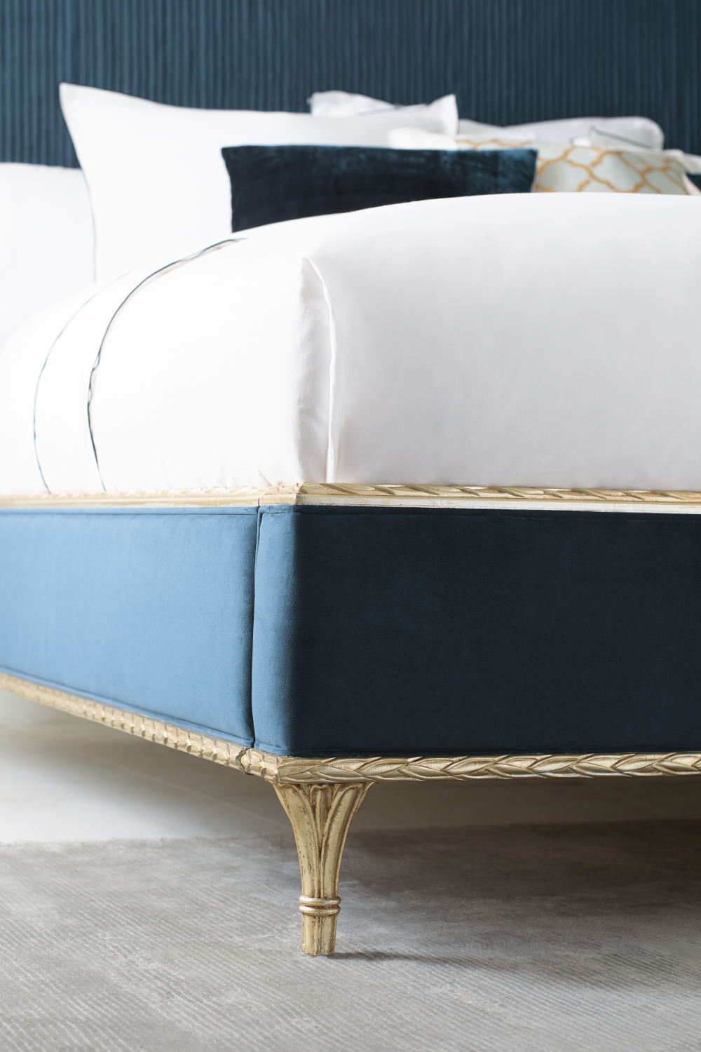 Blue Modern Platform Bed | Caracole Fontainebleau | Oroa.com