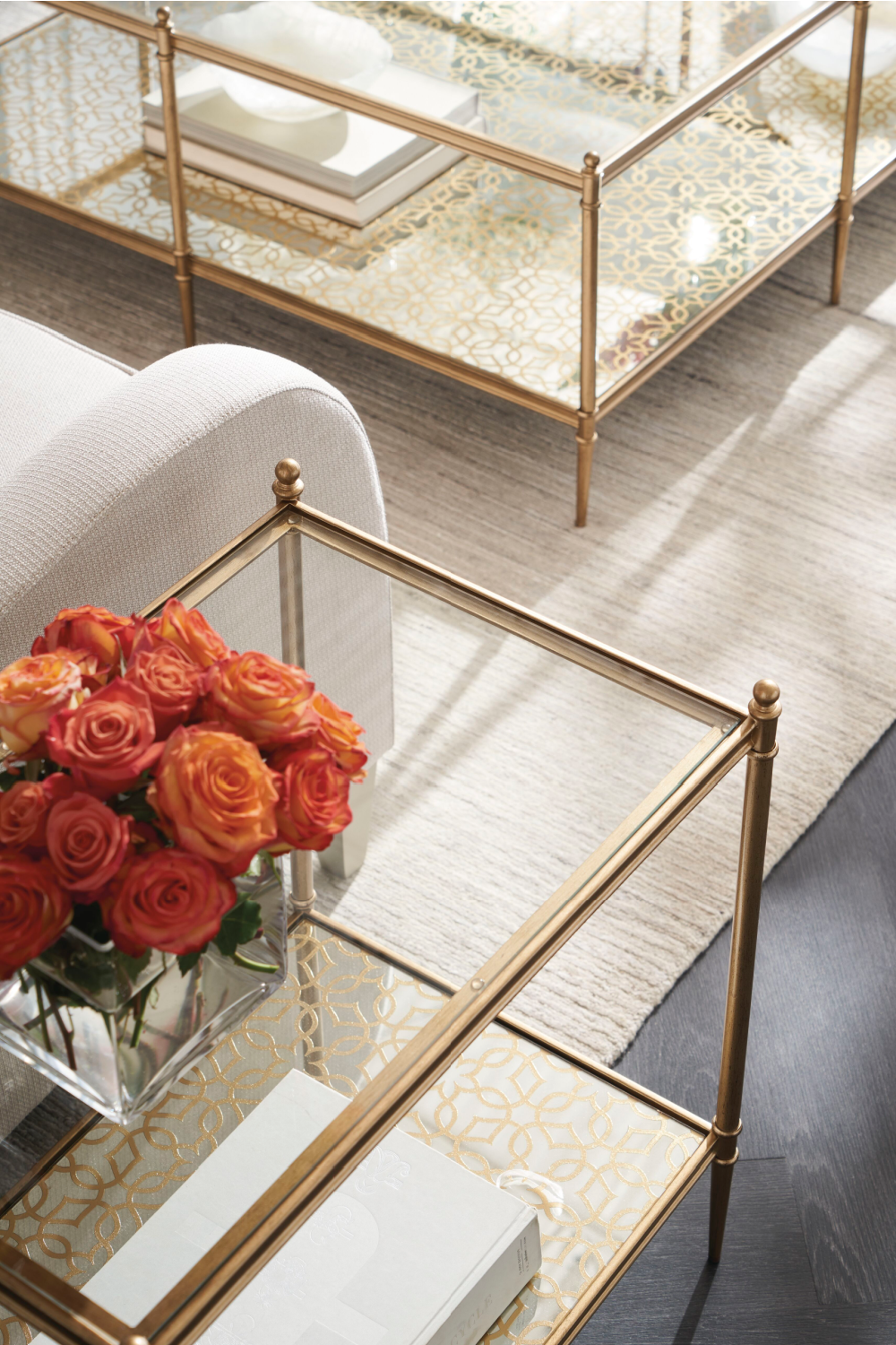 Metal Framed Glass Cocktail Table | Caracole Perfectly Square | oroa.com