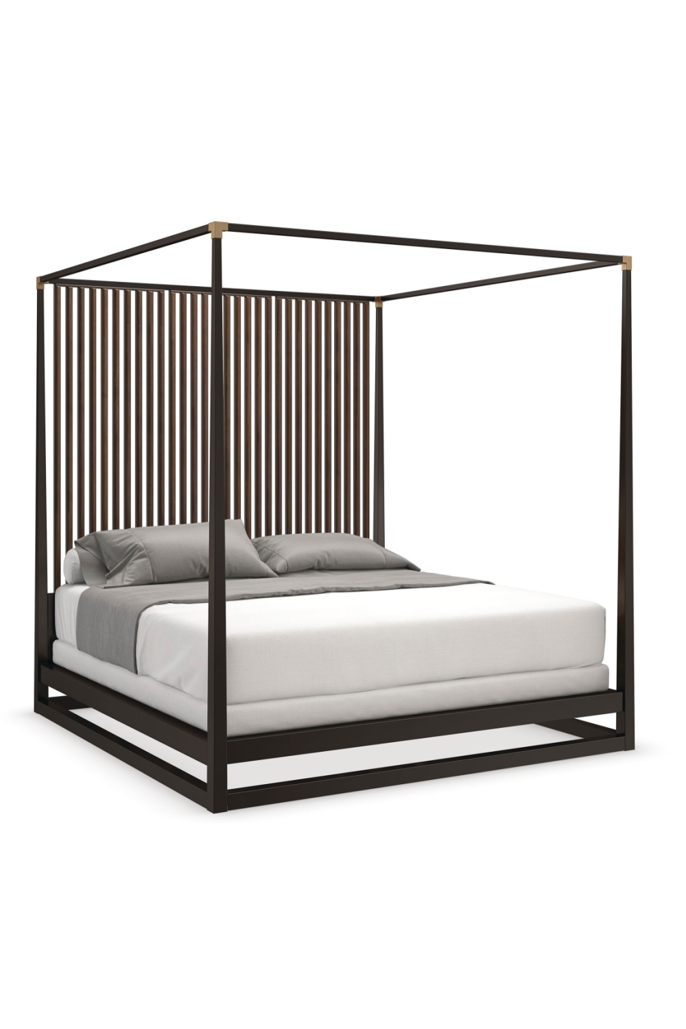 Brown Wooden Canopy Bed | Oroa.com