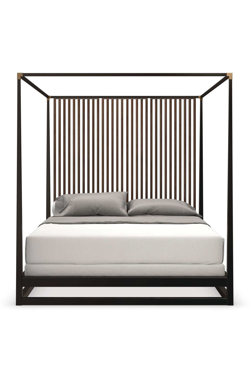 Brown Wooden Canopy Bed | Caracole Pinstripe | Oroa.com