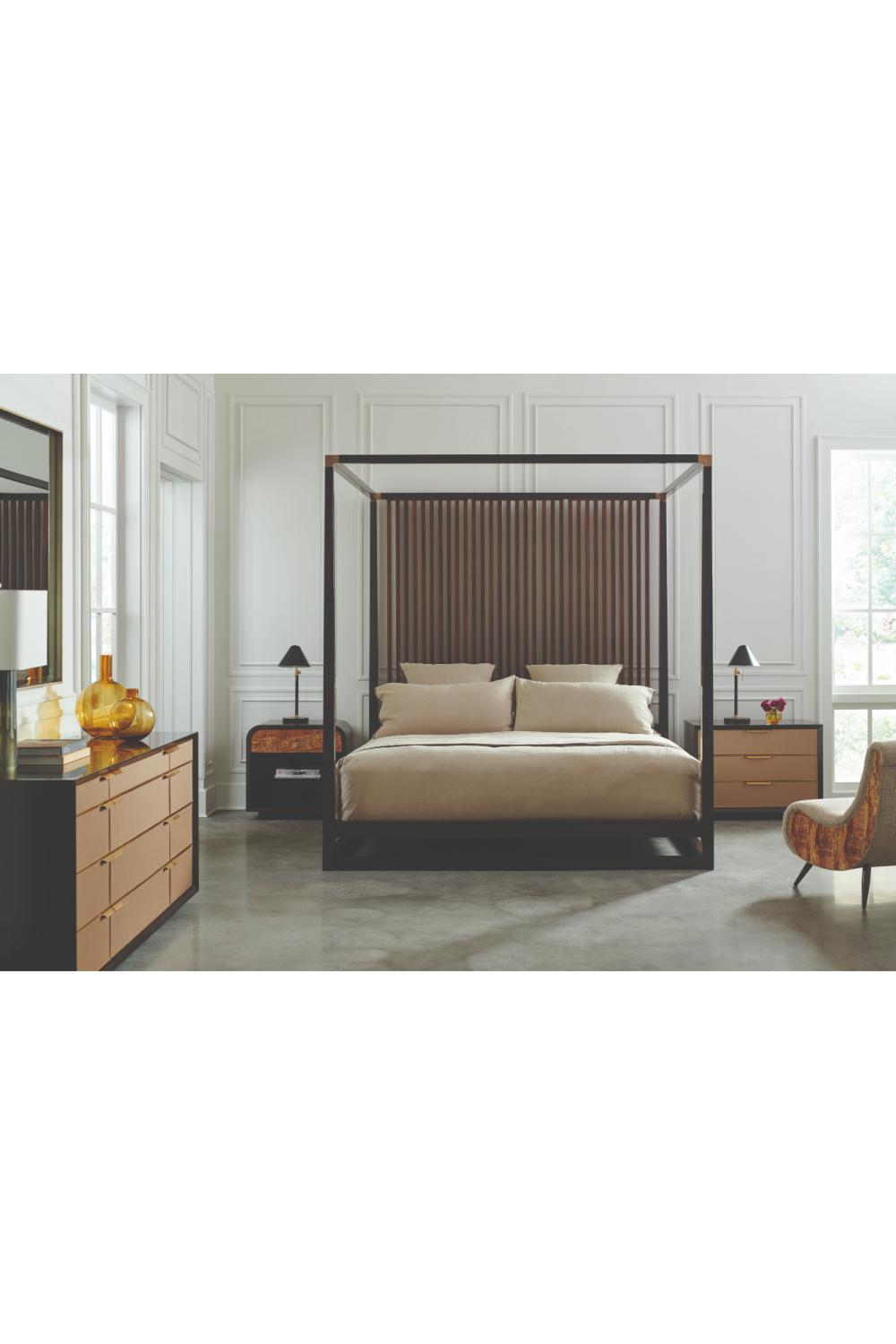 Brown Wooden Canopy Bed | Oroa.com